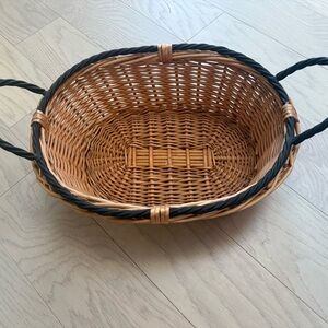 Woven Basket with Black Metal Handles